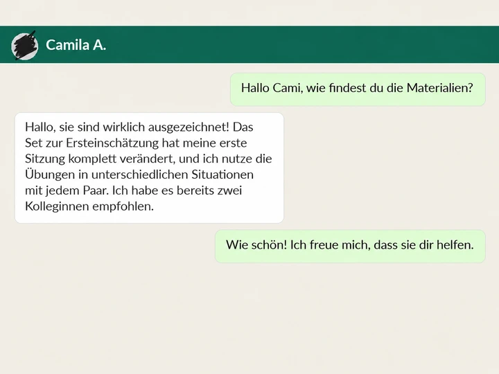 Rückmeldung von Camila A. zu den klinischen Materialien.