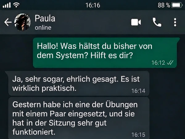 Rückmeldung von Paula zu einer in der Sitzung eingesetzten Übung.